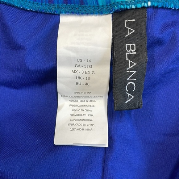 LA Blanca NWT Blue Turquoise Bikini Bottoms Size 14 - Picture 6 of 7